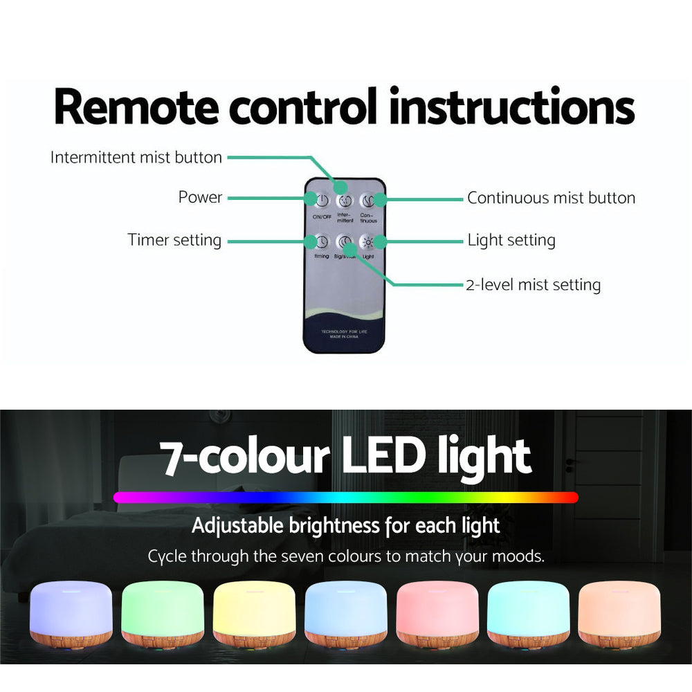 Devanti Aroma Diffuser Aromatherapy Humidifier 500ml – Lashed Up Lash ...